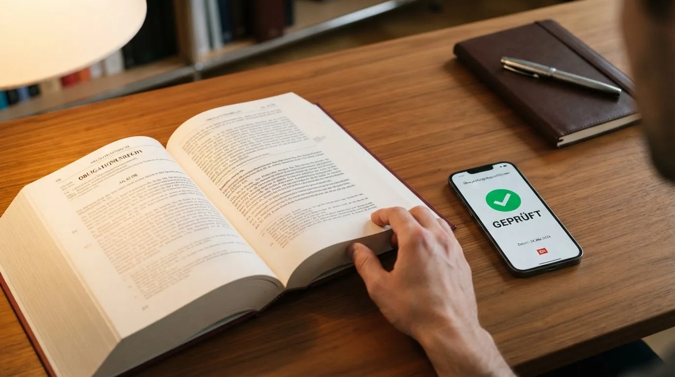 Amtliches Schreiben mit Stempel auf einem Schreibtisch neben einem Gesetzbuch — aviator online casino
