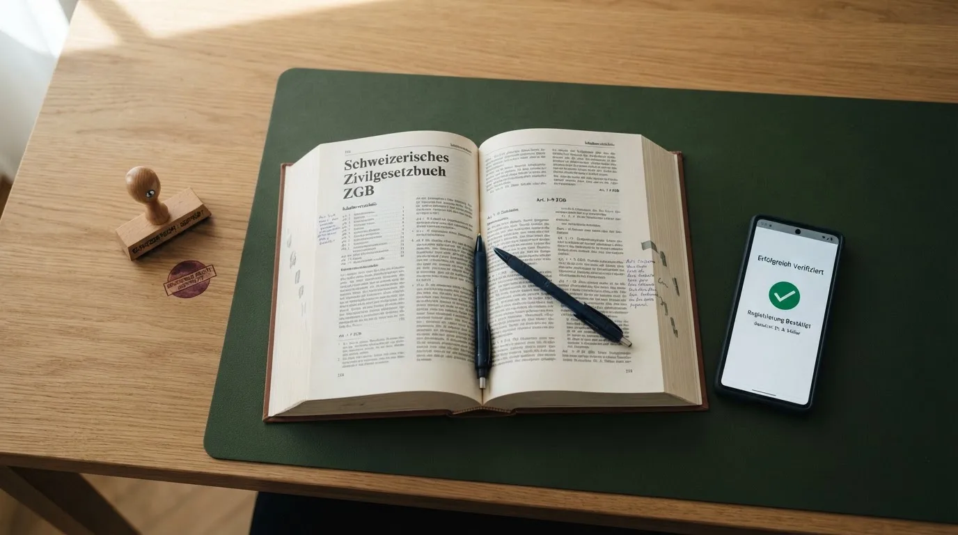 Amtliches Schreiben mit Stempel auf einem Schreibtisch neben einem Gesetzbuch — bester willkommensbonus online casino